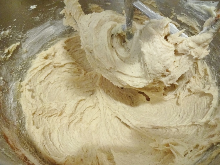 After adding flour mixture, the batter will be creamy and smooth